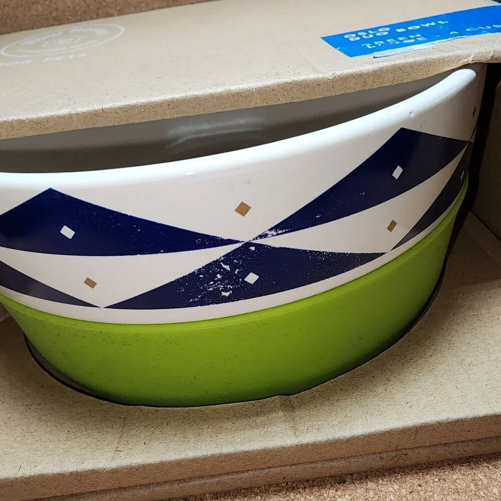 NIB Now House for Pets by Jonathan Adler Oslo Duo Dog Bowl Green Large 4 Cups